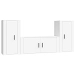 vidaXL Set comodă TV, 3 piese, alb, lemn prelucrat vidaXL Set comodă TV, 3 piese, alb, lemn prelucrat