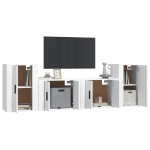 vidaXL Set dulap TV, 4 piese, alb, lemn prelucrat vidaXL Set dulap TV, 4 piese, alb, lemn prelucrat