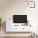 vidaXL Set dulap TV, 4 piese, alb, lemn prelucrat vidaXL Set dulap TV, 4 piese, alb, lemn prelucrat