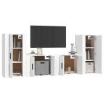 vidaXL Set dulap TV, 4 piese, alb, lemn prelucrat vidaXL Set dulap TV, 4 piese, alb, lemn prelucrat