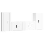 vidaXL Set dulap TV, 4 piese, alb extralucios, lemn prelucrat vidaXL Set dulap TV, 4 piese, alb extralucios, lemn prelucrat