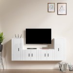 vidaXL Set dulap TV, 4 piese, alb extralucios, lemn prelucrat vidaXL Set dulap TV, 4 piese, alb extralucios, lemn prelucrat