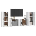 vidaXL Set dulap TV, 4 piese, alb extralucios, lemn prelucrat vidaXL Set dulap TV, 4 piese, alb extralucios, lemn prelucrat