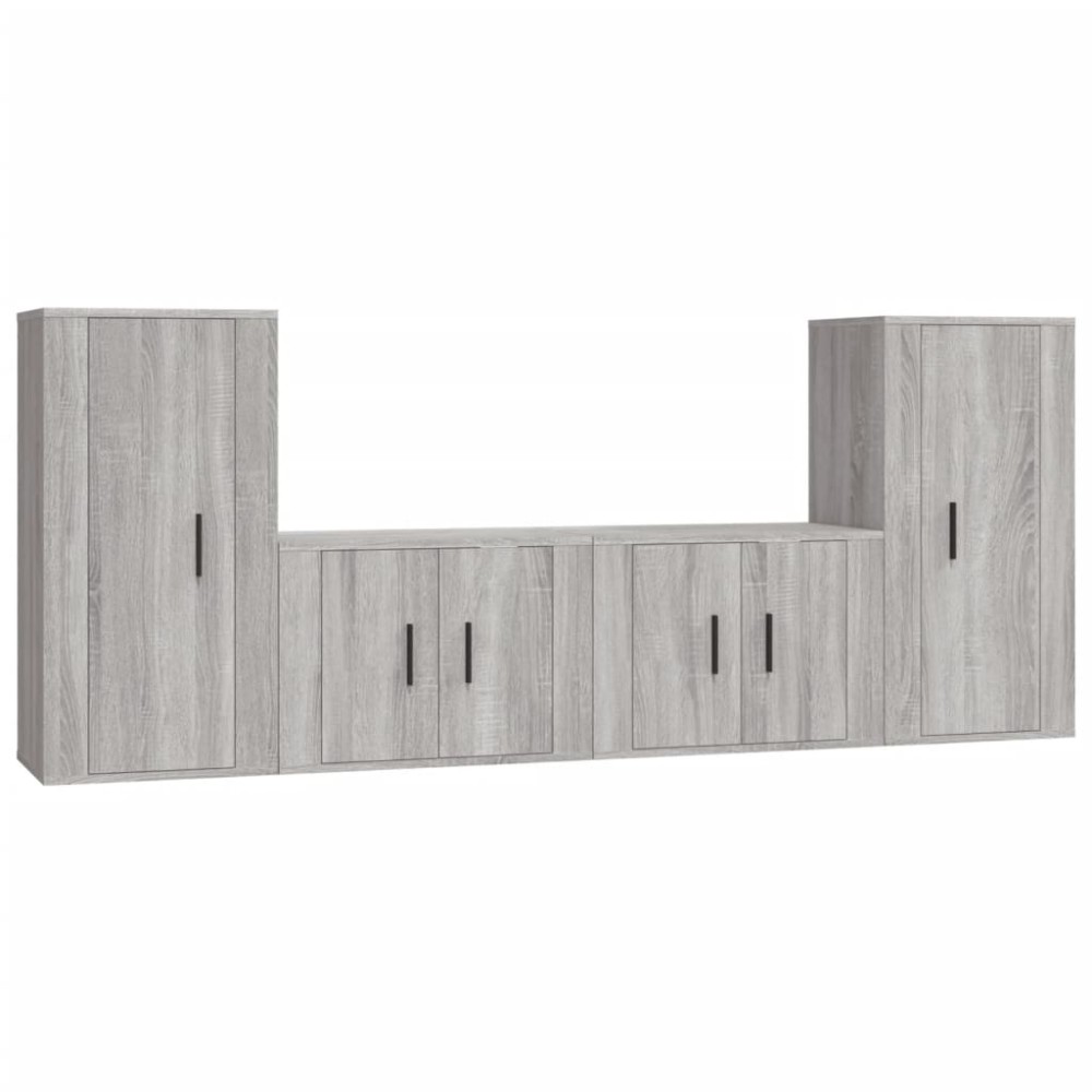 vidaXL Set dulapuri TV, 4 piese, gri sonoma, lemn prelucrat