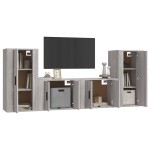 vidaXL Set dulapuri TV, 4 piese, gri sonoma, lemn prelucrat vidaXL Set dulapuri TV, 4 piese, gri sonoma, lemn prelucrat