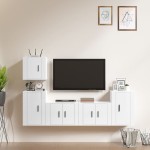vidaXL Set dulap TV, 5 piese, alb extralucios, lemn prelucrat vidaXL Set dulap TV, 5 piese, alb extralucios, lemn prelucrat