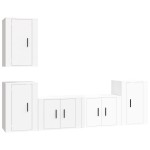 vidaXL Set dulap TV, 5 piese, alb extralucios, lemn prelucrat vidaXL Set dulap TV, 5 piese, alb extralucios, lemn prelucrat