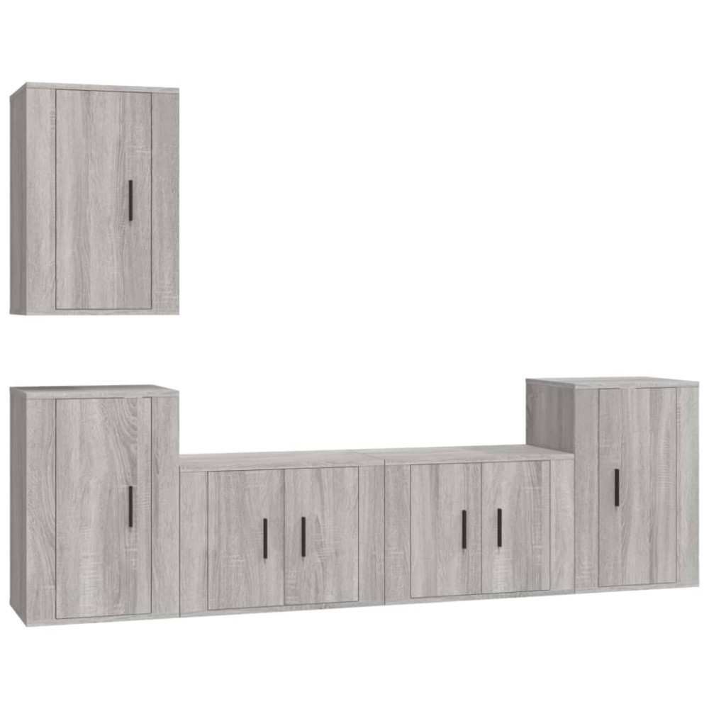 vidaXL Set dulapuri TV, 5 piese, gri sonoma, lemn prelucrat
