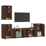 vidaXL Set dulapuri TV, 5 piese, stejar maro, lemn prelucrat vidaXL Set dulapuri TV, 5 piese, stejar maro, lemn prelucrat