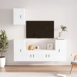 vidaXL Set dulap TV, 5 piese, alb extralucios, lemn prelucrat vidaXL Set dulap TV, 5 piese, alb extralucios, lemn prelucrat
