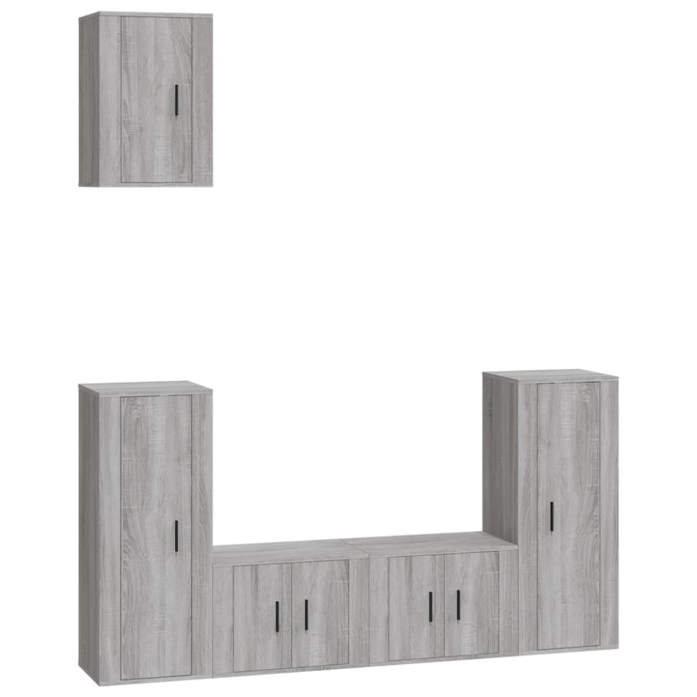 vidaXL Set dulapuri TV, 5 piese, gri sonoma, lemn prelucrat