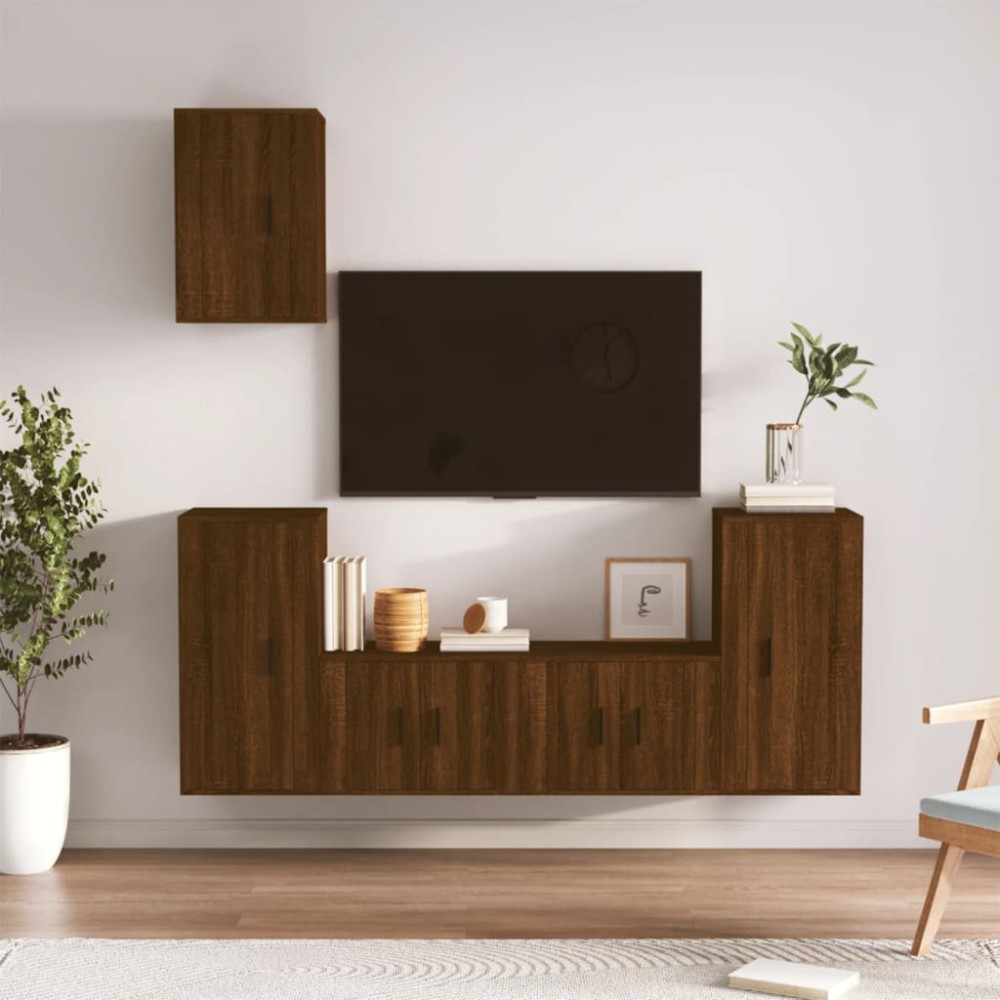 vidaXL Set dulapuri TV, 5 piese, stejar maro, lemn prelucrat