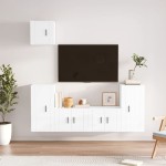 vidaXL Set dulap TV, 5 piese, alb extralucios, lemn prelucrat vidaXL Set dulap TV, 5 piese, alb extralucios, lemn prelucrat