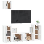 vidaXL Set dulap TV, 5 piese, alb extralucios, lemn prelucrat vidaXL Set dulap TV, 5 piese, alb extralucios, lemn prelucrat