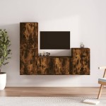 vidaXL Set dulapuri TV, 4 piese, stejar fumuriu, lemn prelucrat