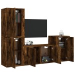 vidaXL Set dulapuri TV, 4 piese, stejar fumuriu, lemn prelucrat
