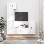vidaXL Set dulap TV, 5 piese, alb, lemn prelucrat vidaXL Set dulap TV, 5 piese, alb, lemn prelucrat