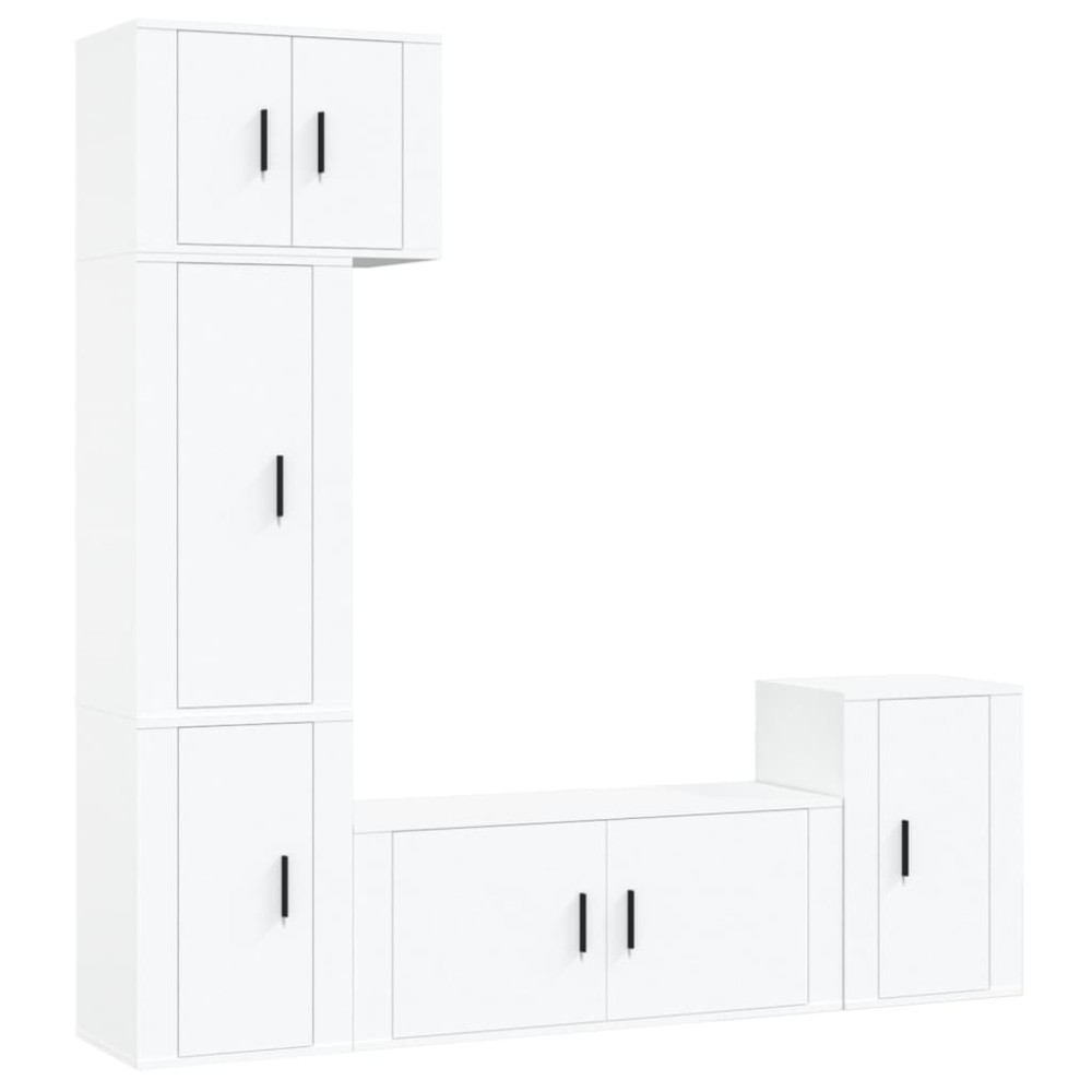 vidaXL Set dulap TV, 5 piese, alb, lemn prelucrat
