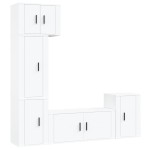 vidaXL Set dulap TV, 5 piese, alb, lemn prelucrat vidaXL Set dulap TV, 5 piese, alb, lemn prelucrat