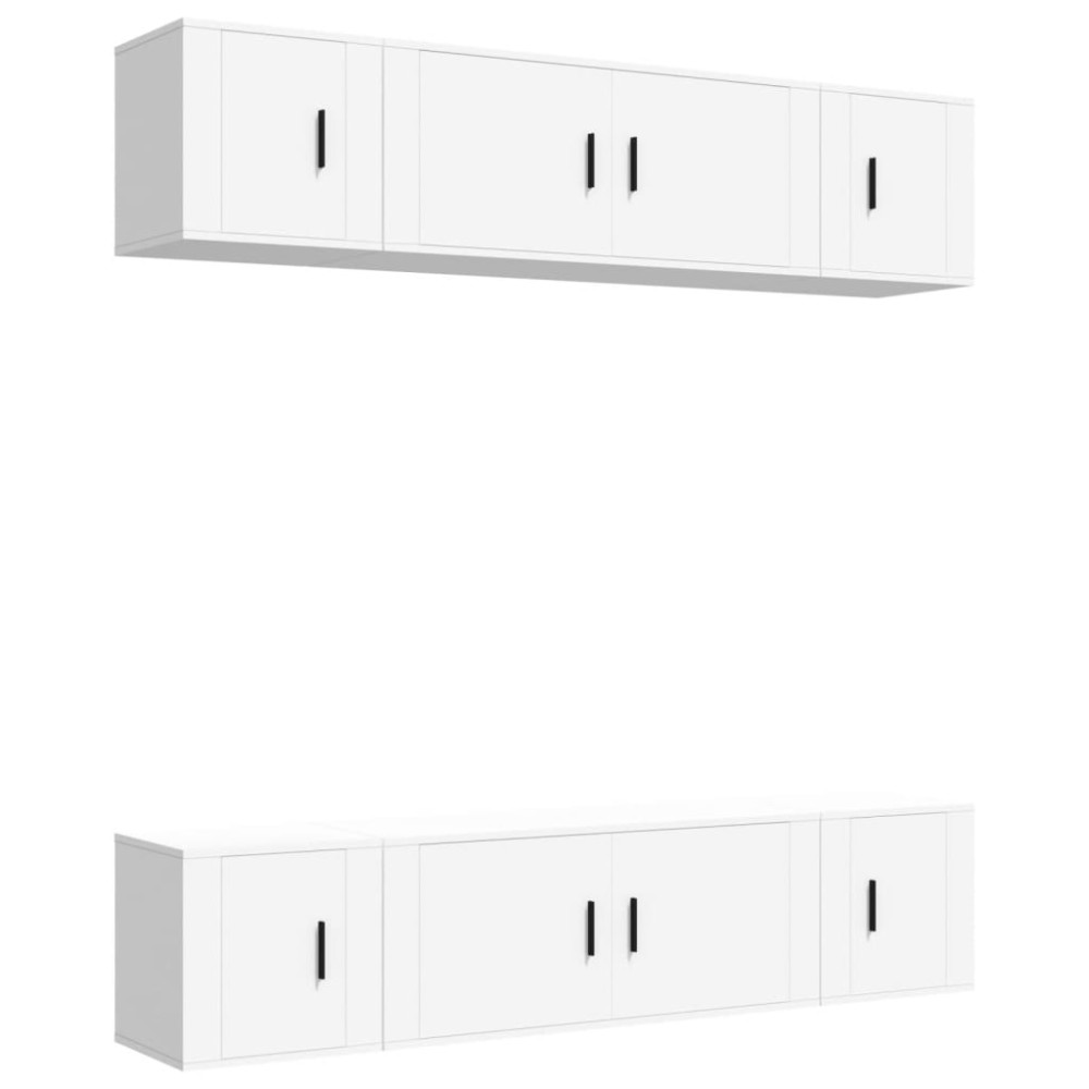 vidaXL Set dulap TV, 6 piese, alb, lemn prelucrat