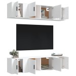 vidaXL Set dulap TV, 6 piese, alb, lemn prelucrat vidaXL Set dulap TV, 6 piese, alb, lemn prelucrat