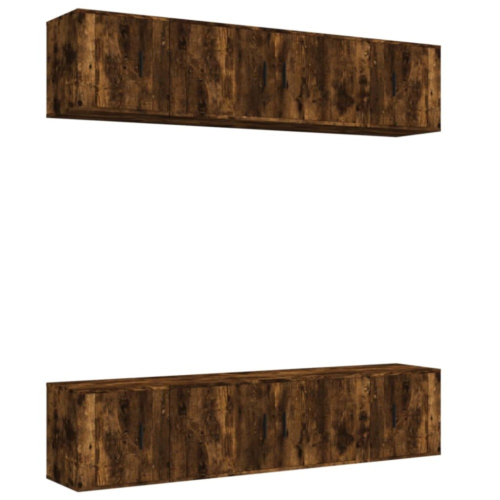 vidaXL Set dulapuri TV, 6 piese, stejar fumuriu, lemn prelucrat