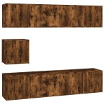 vidaXL Set comodă TV, 7 piese, stejar fumuriu, lemn compozit