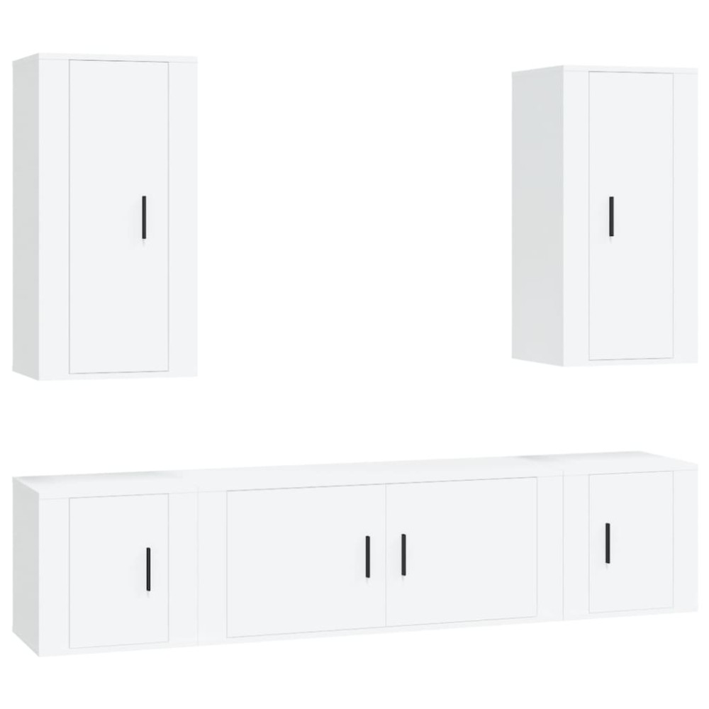 vidaXL Set dulap TV, 5 piese, alb, lemn prelucrat