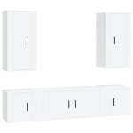 vidaXL Set dulap TV, 5 piese, alb, lemn prelucrat vidaXL Set dulap TV, 5 piese, alb, lemn prelucrat