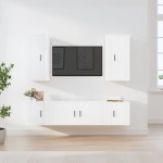 vidaXL Set dulap TV, 5 piese, alb, lemn prelucrat vidaXL Set dulap TV, 5 piese, alb, lemn prelucrat