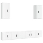 vidaXL Set dulap TV, 6 piese, alb, lemn prelucrat vidaXL Set dulap TV, 6 piese, alb, lemn prelucrat