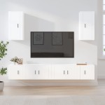 vidaXL Set dulap TV, 6 piese, alb, lemn prelucrat vidaXL Set dulap TV, 6 piese, alb, lemn prelucrat