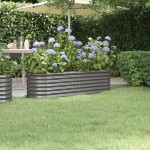 vidaXL Strat înălțat grădină gri 152x40x36cm oțel galvanizat