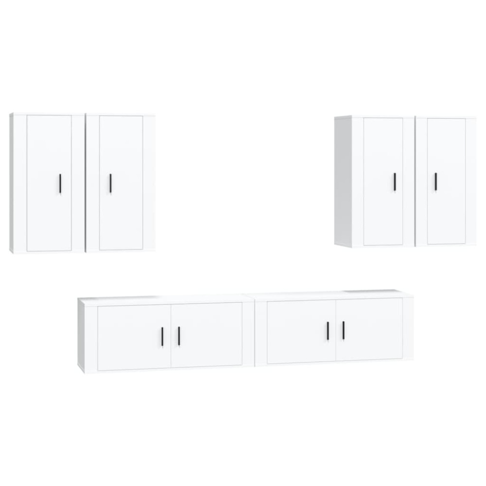 vidaXL Set dulap TV, 6 piese, alb, lemn prelucrat
