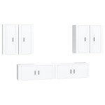 vidaXL Set dulap TV, 6 piese, alb, lemn prelucrat vidaXL Set dulap TV, 6 piese, alb, lemn prelucrat