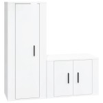 vidaXL Set dulap TV, 2 piese, alb extralucios, lemn prelucrat vidaXL Set dulap TV, 2 piese, alb extralucios, lemn prelucrat