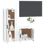 vidaXL Set dulap TV, 2 piese, alb extralucios, lemn prelucrat vidaXL Set dulap TV, 2 piese, alb extralucios, lemn prelucrat