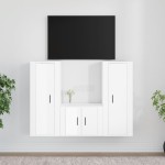 vidaXL Set comodă TV, 3 piese, alb extralucios, lemn prelucrat vidaXL Set comodă TV, 3 piese, alb extralucios, lemn prelucrat