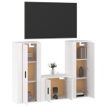 vidaXL Set comodă TV, 3 piese, alb extralucios, lemn prelucrat vidaXL Set comodă TV, 3 piese, alb extralucios, lemn prelucrat