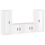 vidaXL Set dulap TV, 4 piese, alb extralucios, lemn prelucrat vidaXL Set dulap TV, 4 piese, alb extralucios, lemn prelucrat