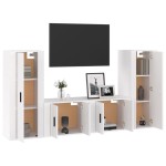 vidaXL Set dulap TV, 4 piese, alb extralucios, lemn prelucrat vidaXL Set dulap TV, 4 piese, alb extralucios, lemn prelucrat