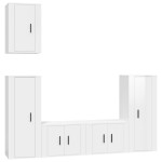 vidaXL Set dulap TV, 5 piese, alb extralucios, lemn prelucrat vidaXL Set dulap TV, 5 piese, alb extralucios, lemn prelucrat