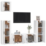vidaXL Set dulap TV, 5 piese, alb extralucios, lemn prelucrat vidaXL Set dulap TV, 5 piese, alb extralucios, lemn prelucrat