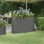 vidaXL Strat înălțat grădină gri 114x40x68cm oțel galvanizat