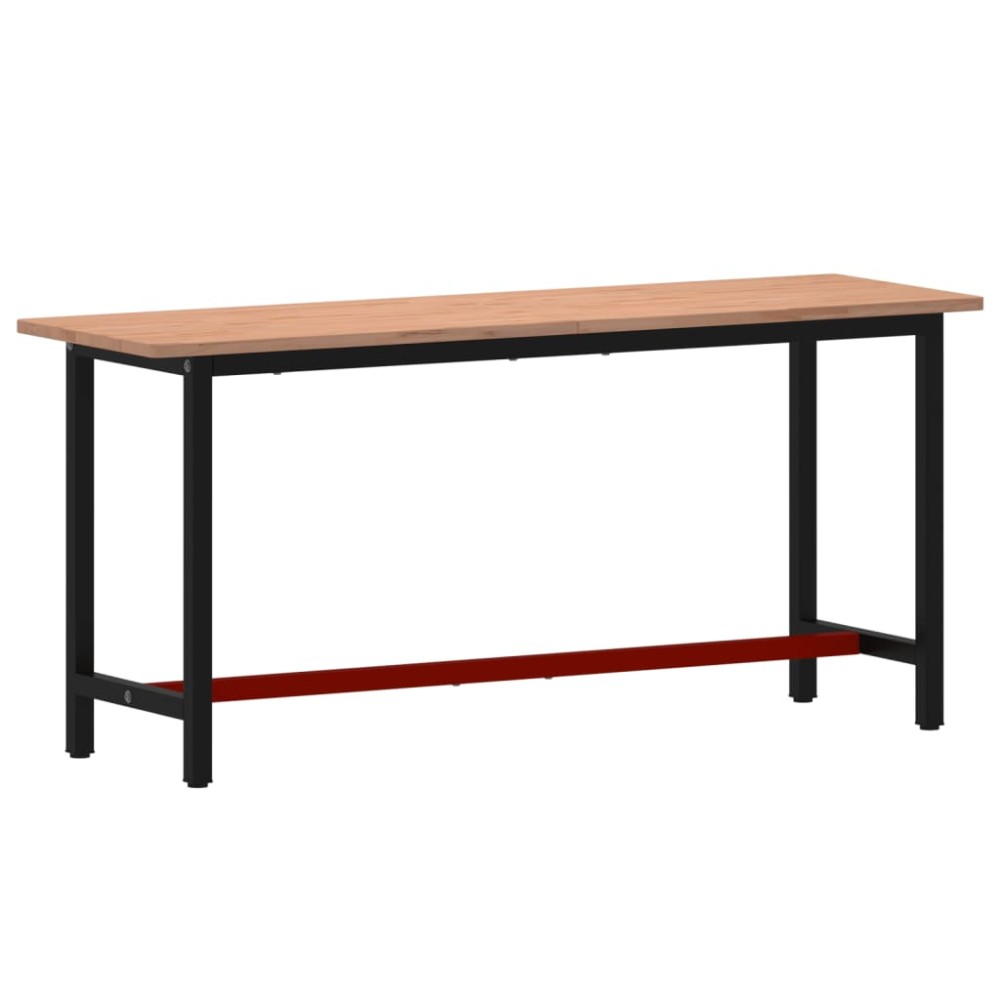 vidaXL Banc de lucru 180x55x81,5 cm, lemn masiv de fag și metal