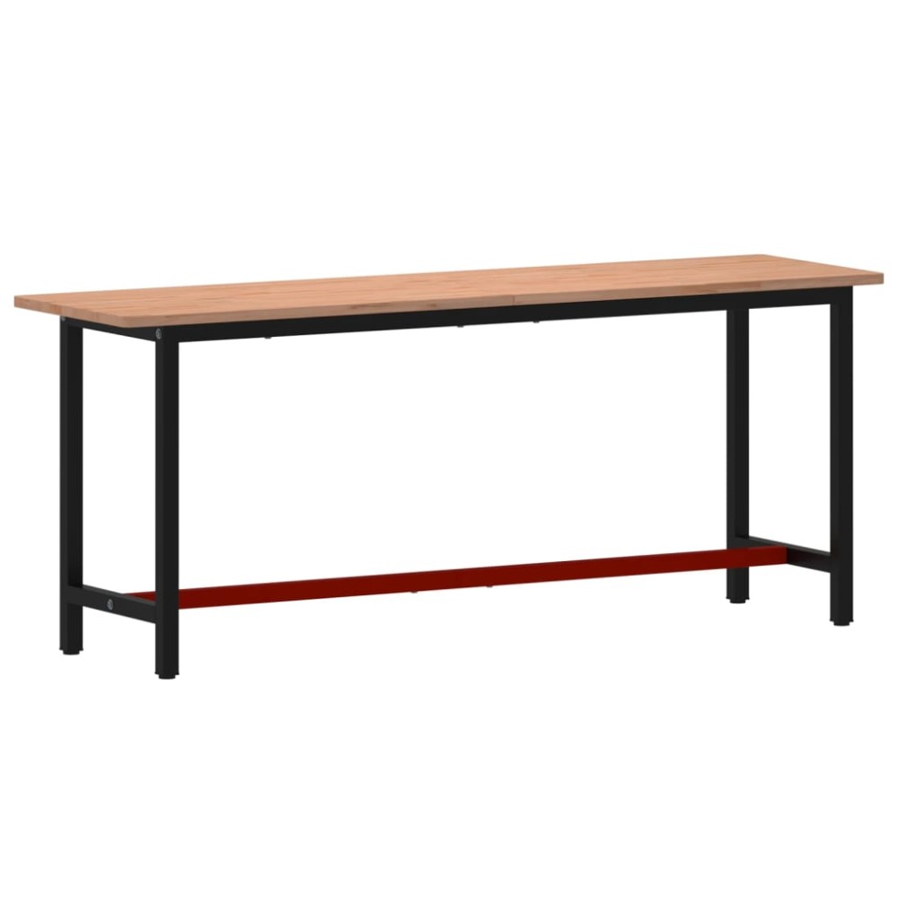 vidaXL Banc de lucru 200x55x81,5 cm, lemn masiv de fag și metal