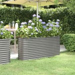 vidaXL Strat înălțat grădină gri 152x40x68cm oțel galvanizat