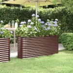 vidaXL Strat înălțat grădină 152x40x68 cm oțel galvanizat
