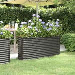 vidaXL Strat înălțat grădină 152x40x68 cm oțel galvanizat