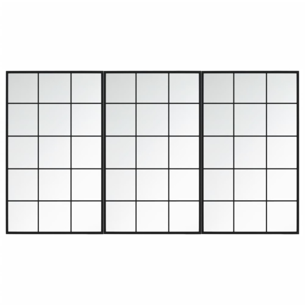 vidaXL Oglinzi de perete, 3 buc., negru, 100x60 cm, metal
